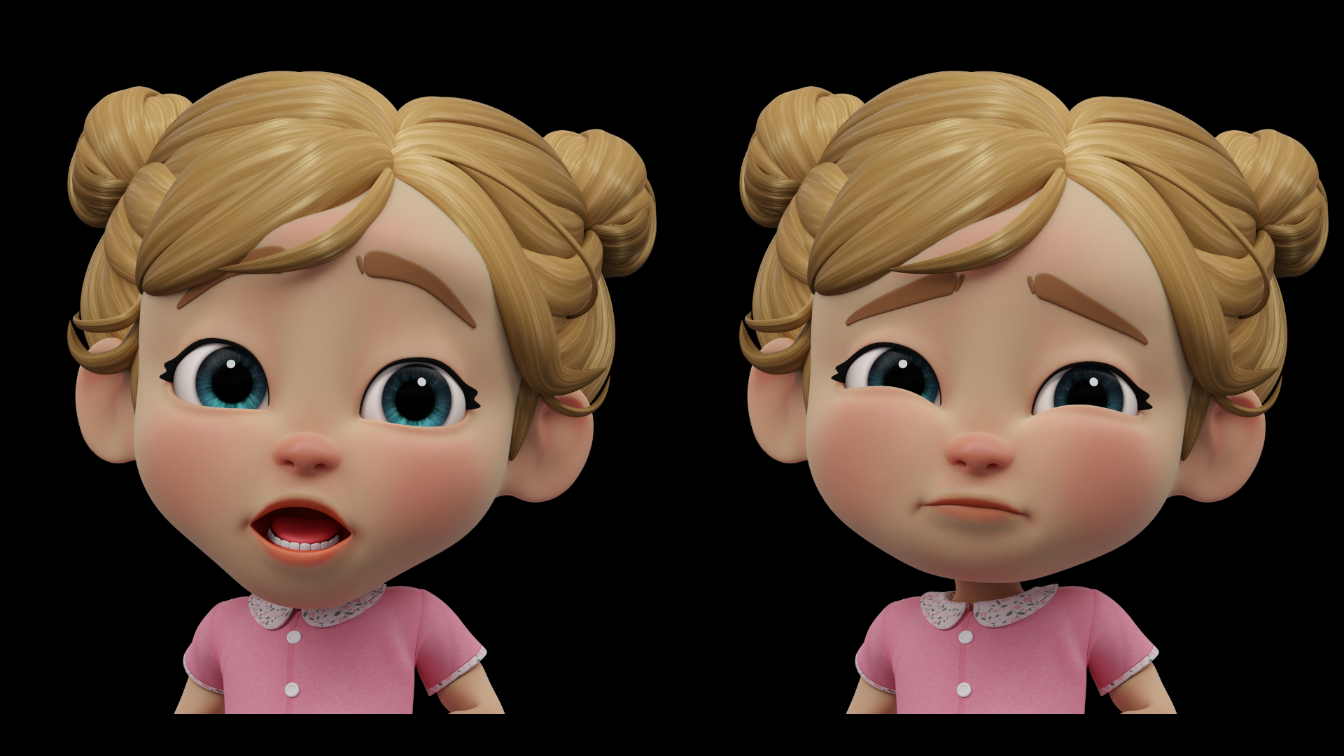 Cartoon baby girl 3D character showcase 4